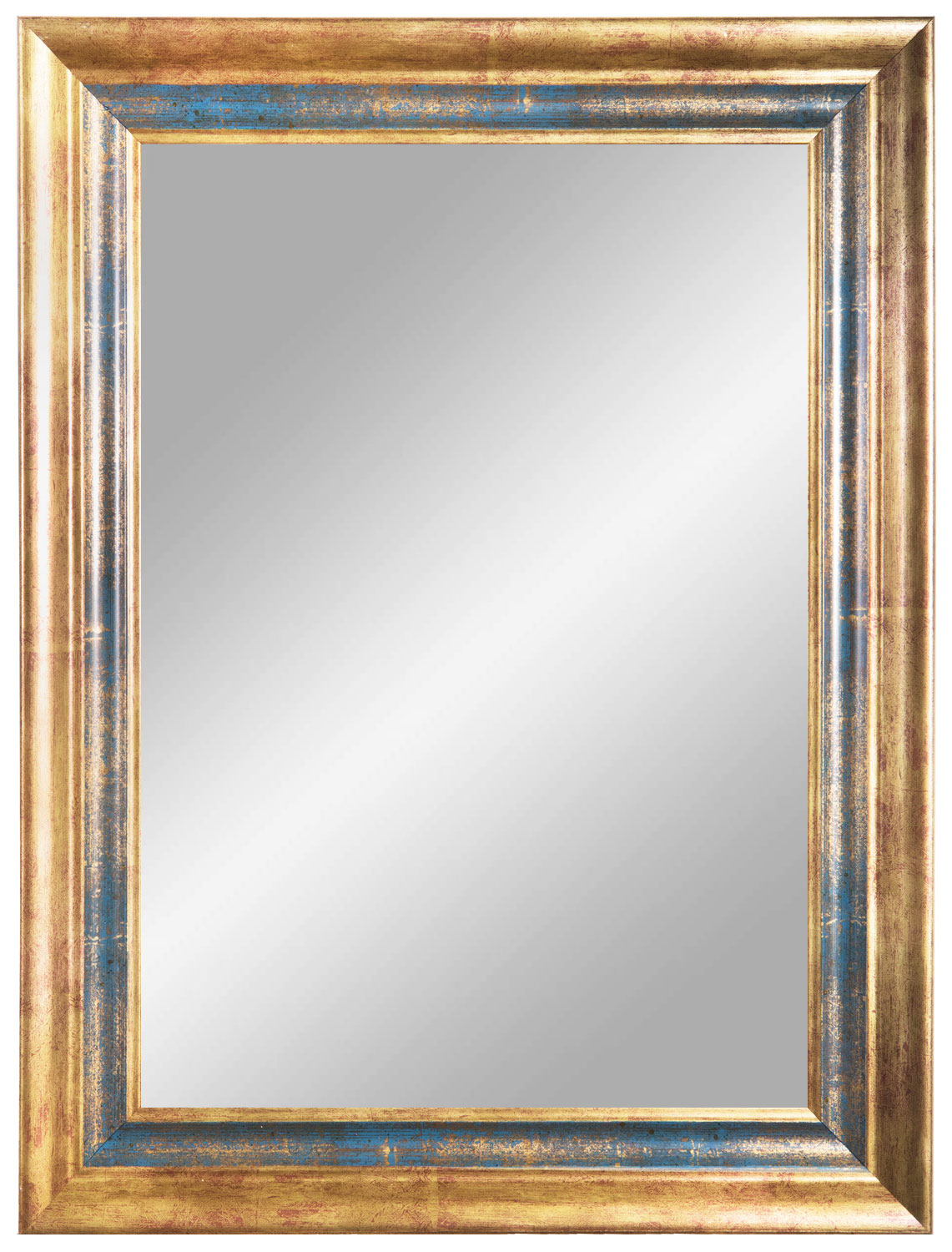 Massivholz Spiegelrahmen Wandspiegel nach Maß - Blau Gold Barock Shabby - NO.23  - Alle Größen