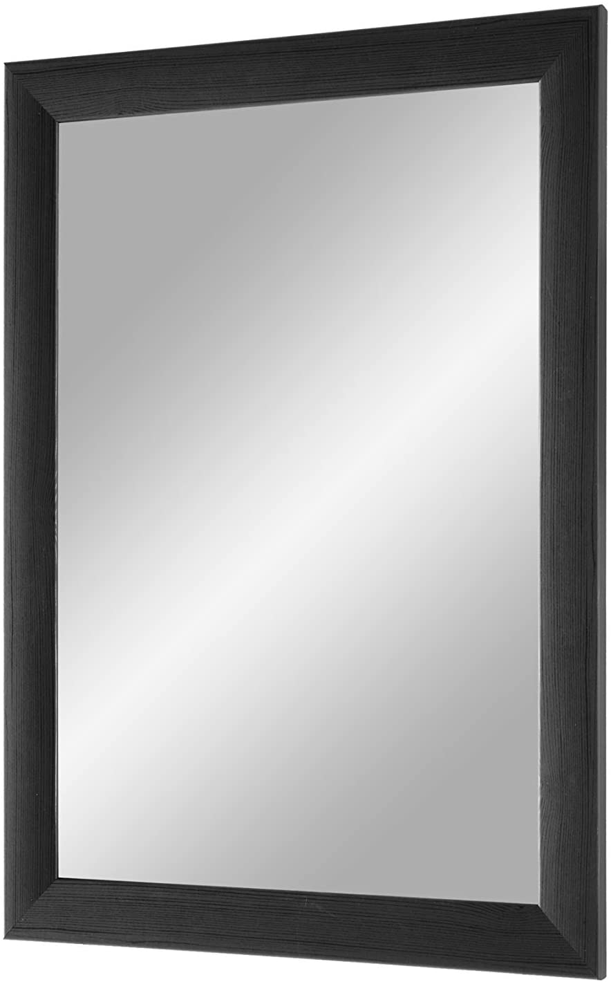 EXCLUSIV Wandspiegel nach Maß (Kiefer-Schwarz), Maßgefertigter Spiegelrahmen inkl. Spiegel und stabiler Rückwand mit Aufhängern