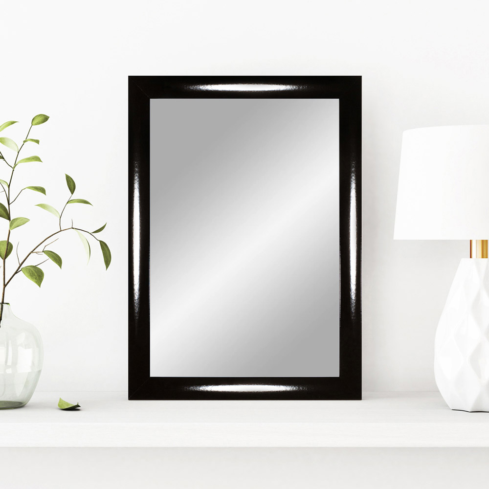 EXCLUSIV Wandspiegel nach Maß (Schwarz-Hochglanz), Maßgefertigter Spiegelrahmen inkl. Spiegel und stabiler Rückwand mit Aufhängern