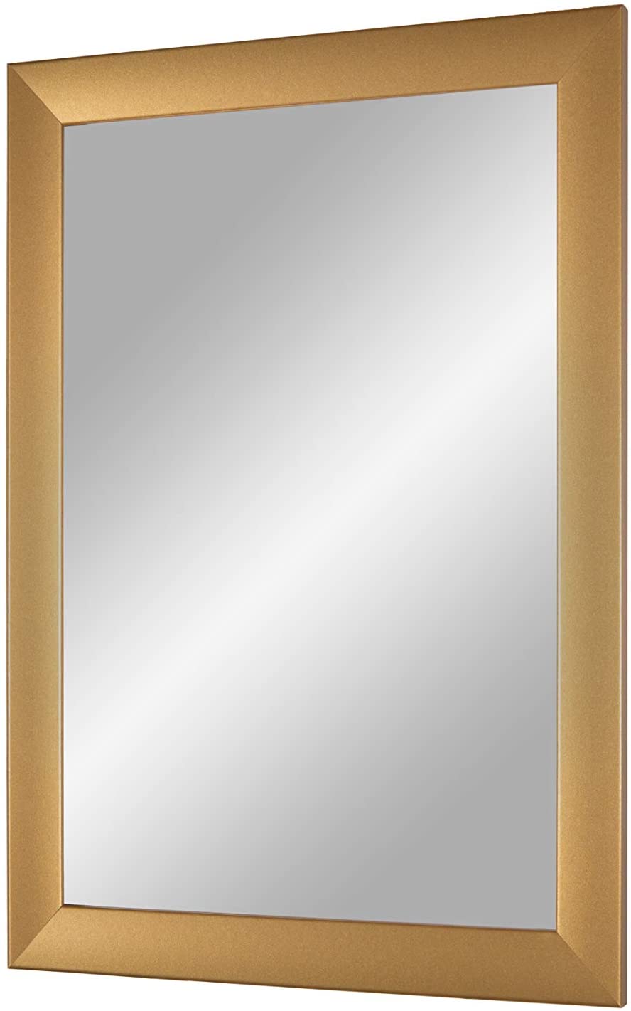 EXCLUSIV Wandspiegel nach Maß (Gold-schlicht), Maßgefertigter Spiegelrahmen inkl. Spiegel und stabiler Rückwand mit Aufhängern