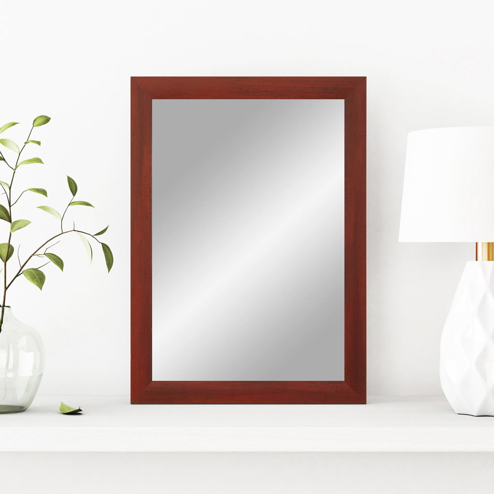 EXCLUSIV Wandspiegel nach Maß (Rot-gewischt), Maßgefertigter Spiegelrahmen inkl. Spiegel und stabiler Rückwand mit Aufhängern
