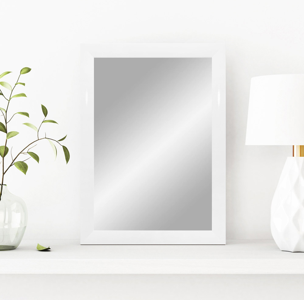 EXCLUSIV Wandspiegel nach Maß (Weiß-Hochglanz), Maßgefertigter Spiegelrahmen inkl. Spiegel und stabiler Rückwand mit Aufhängern