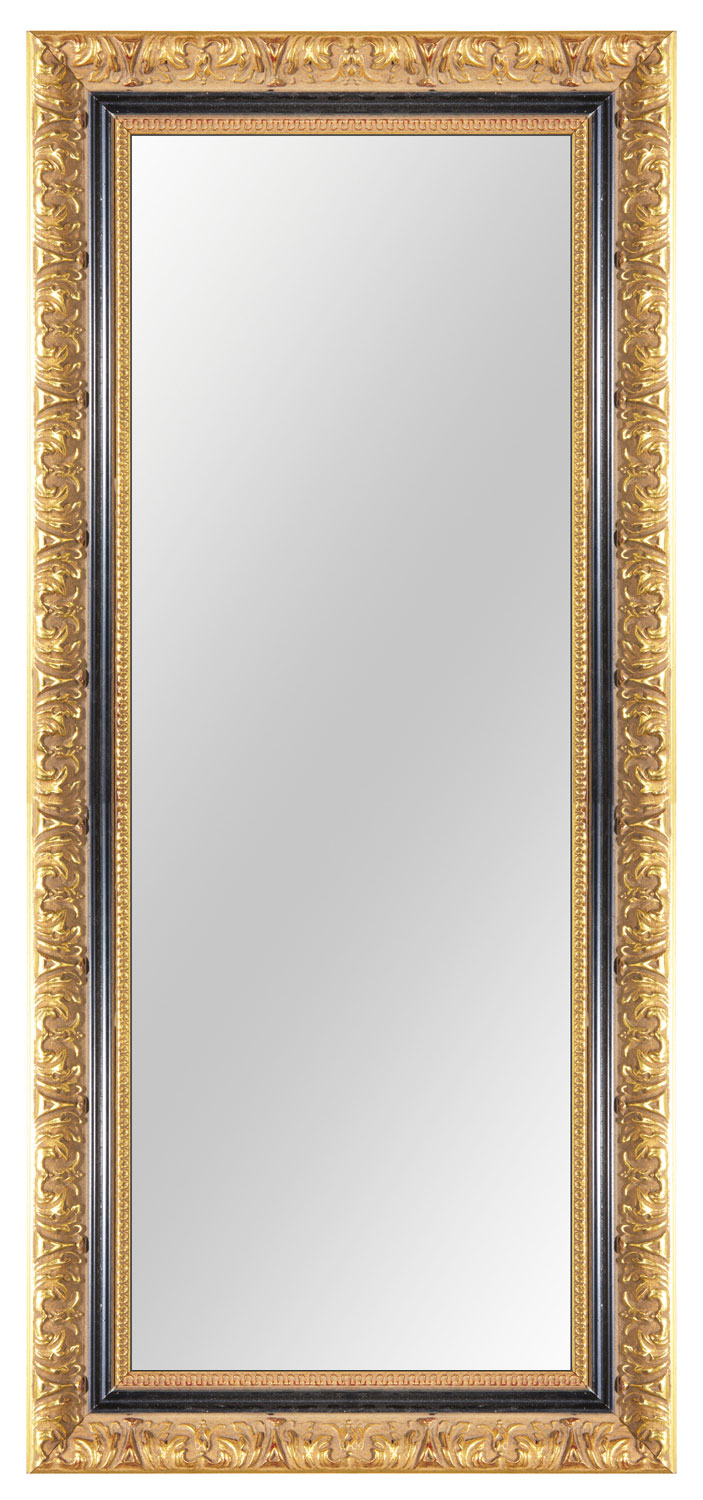 Massivholz Spiegelrahmen Wandspiegel nach Maß - Gold Schwarz Barock Shabby - NO.32  - Alle Größen