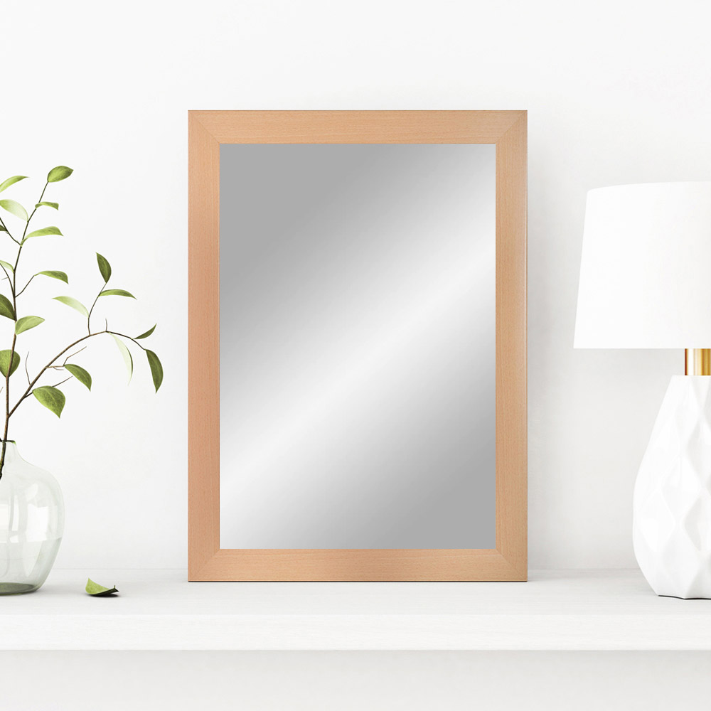EXCLUSIV Wandspiegel nach Maß (Buche), Maßgefertigter Spiegelrahmen inkl. Spiegel und stabiler Rückwand mit Aufhängern