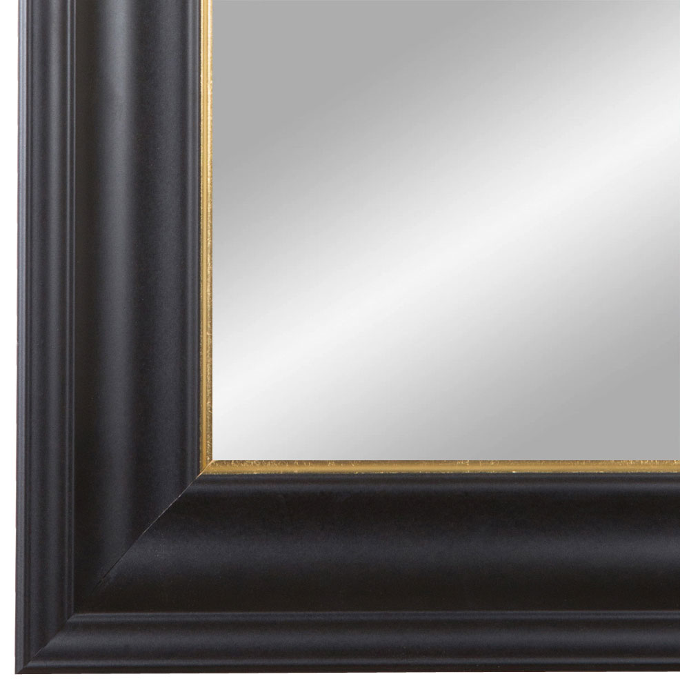 Massiv Holz Spiegelrahmen Wandspiegel nach Maß - Schwarz mit Goldkante - NO.44  - Alle Größen